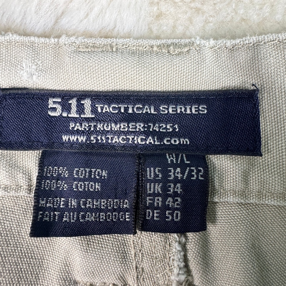 5.11 Tactical Series Mens Cargo Pants Beige Outdoor Workwear Elastic Waist - Picture 9 of 16